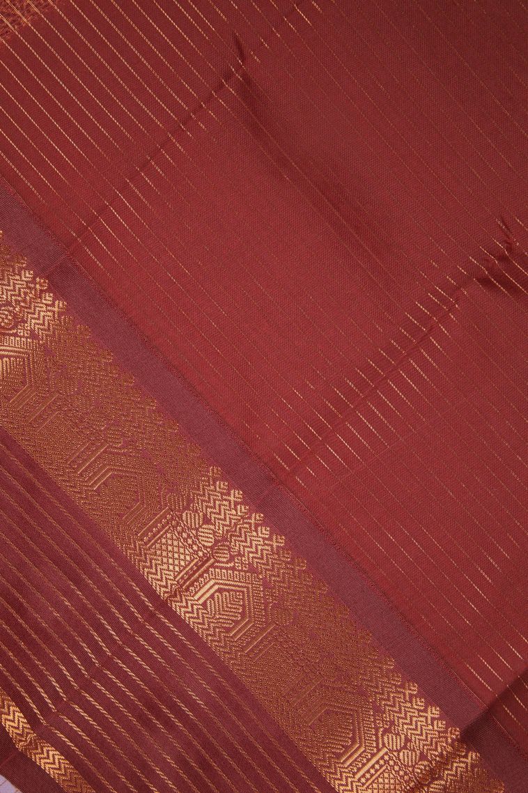 Lavender Purple Visiri Madippu Silk Sarees with Copper Zari Checks view 3