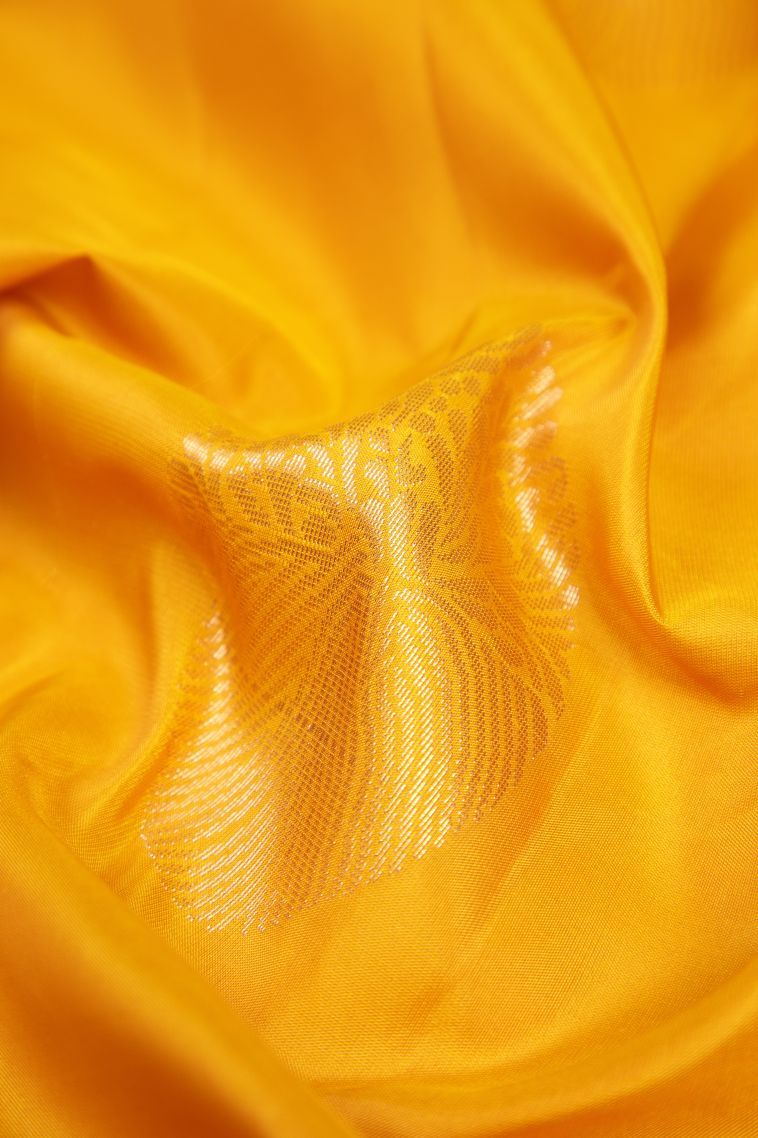 Gold Soft Silk Saree with Copper Zari Buttis (small Dots Or Motifs) view 4