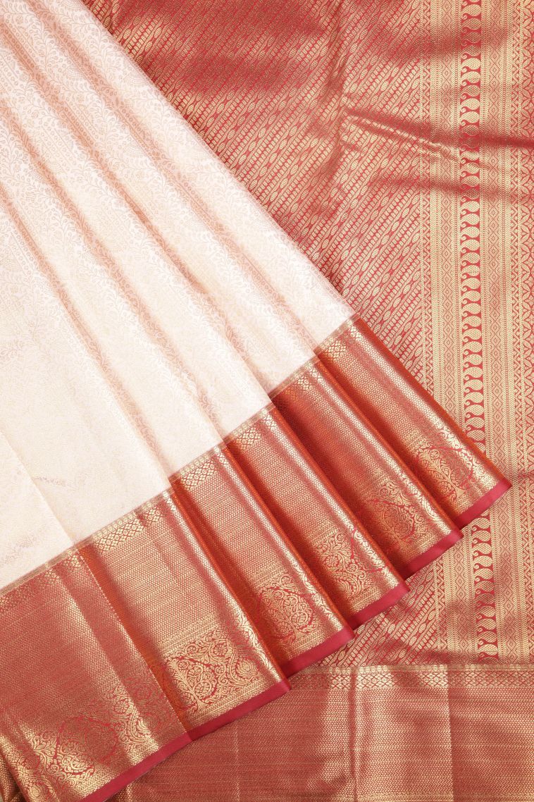 Lemonade Pink Samudrika Pattu with Copper Zari Floral Patterns view 1