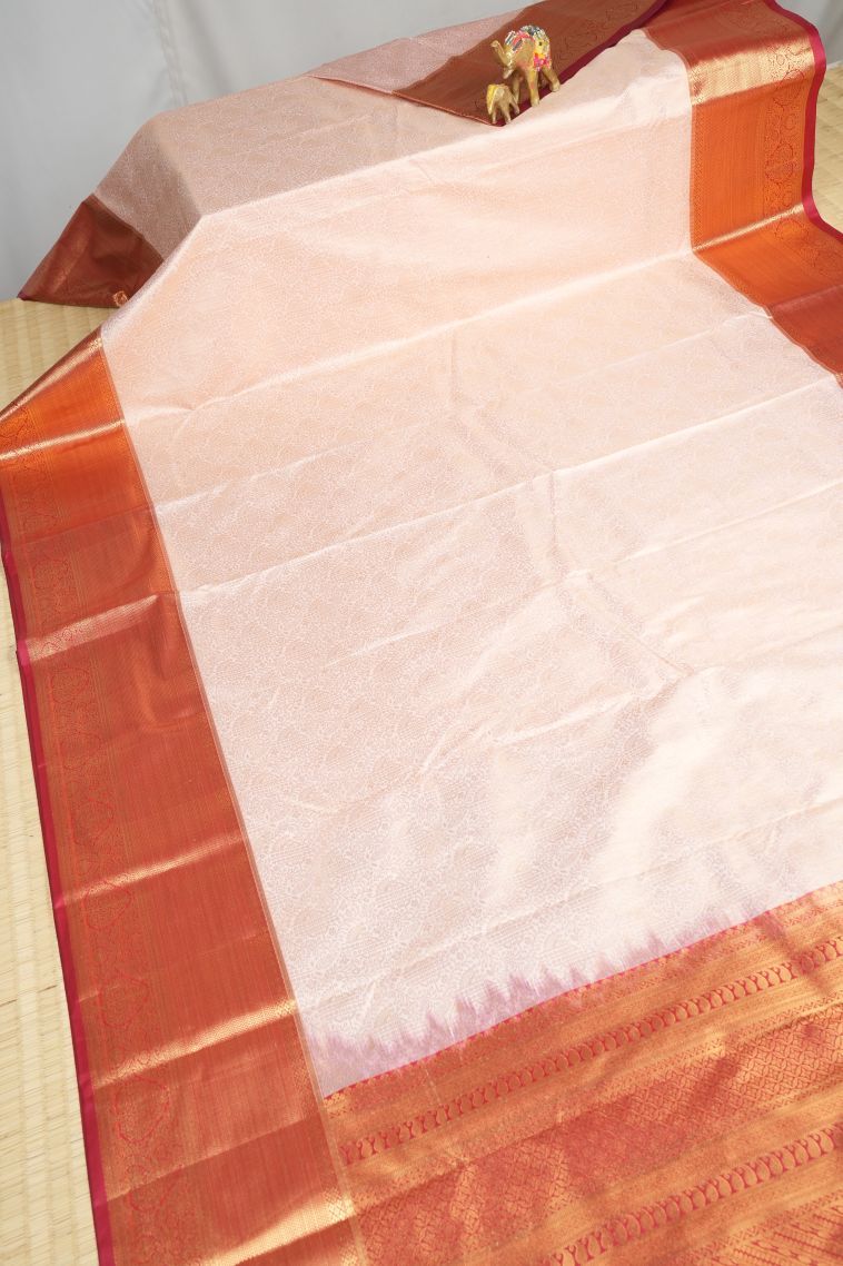 Lemonade Pink Samudrika Pattu with Copper Zari Floral Patterns view 2