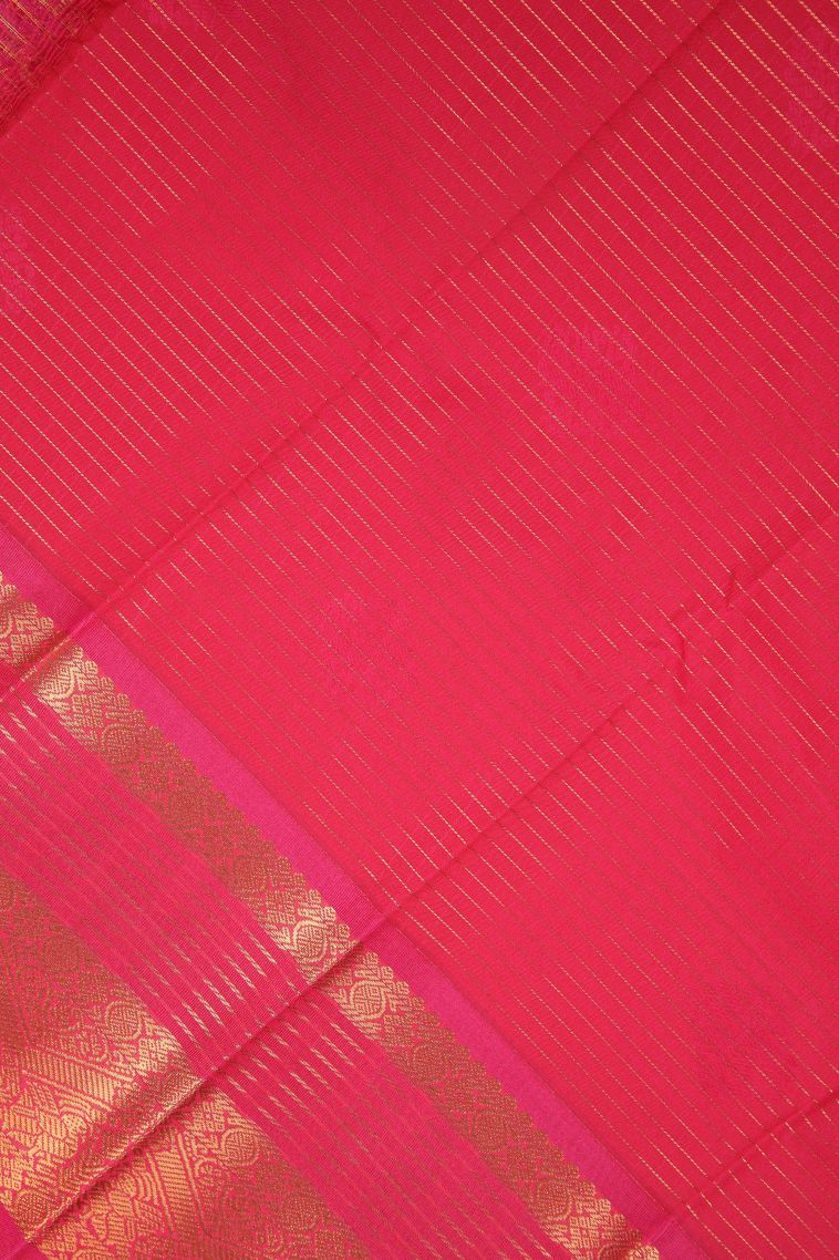 Basil Green Visiri Madippu Silk Sarees with Copper Zari Checks view 3