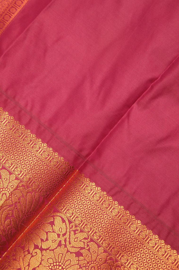 Navy Blue Visiri Madippu Silk Sarees with Copper Zari Buttis (small Dots Or Motifs) view 3