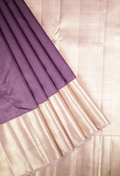 Viola Purple Kanchipuram Silk Sarees with Gold Zari Stripes