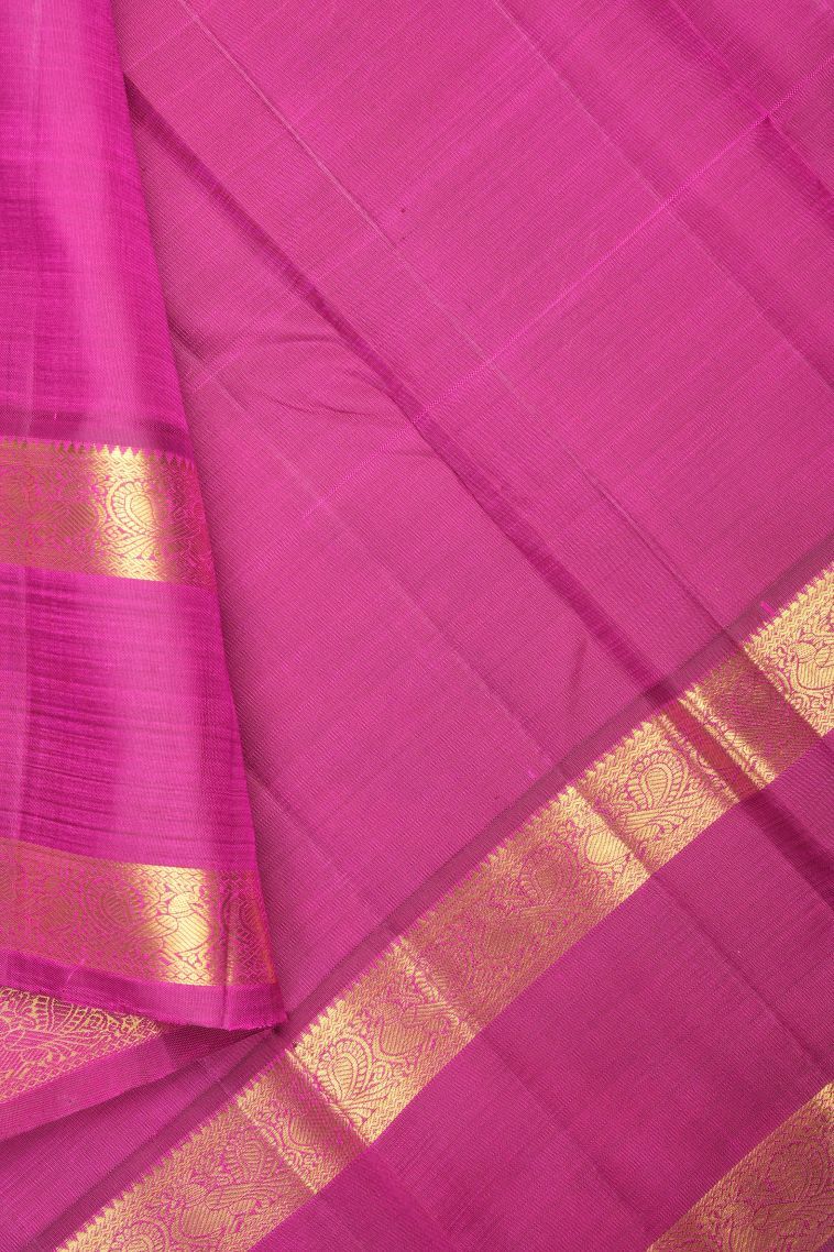 Lemon Yellow Kanchipuram Silk Sarees with Without Zari Zari Plain view 3