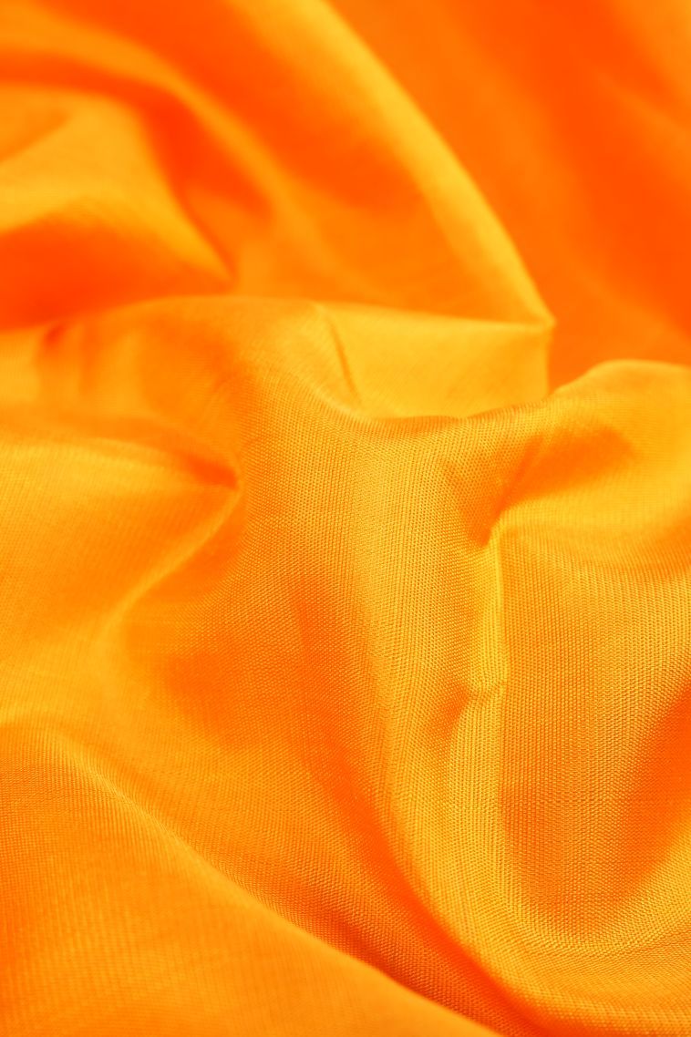 Lemon Yellow Kanchipuram Silk Sarees with Without Zari Zari Plain view 4