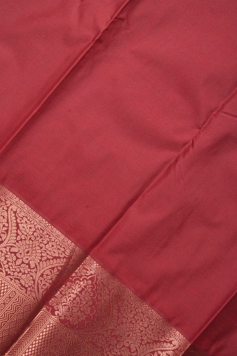 Lime Green Visiri Madippu Silk Sarees with Copper Zari Stripes view 3