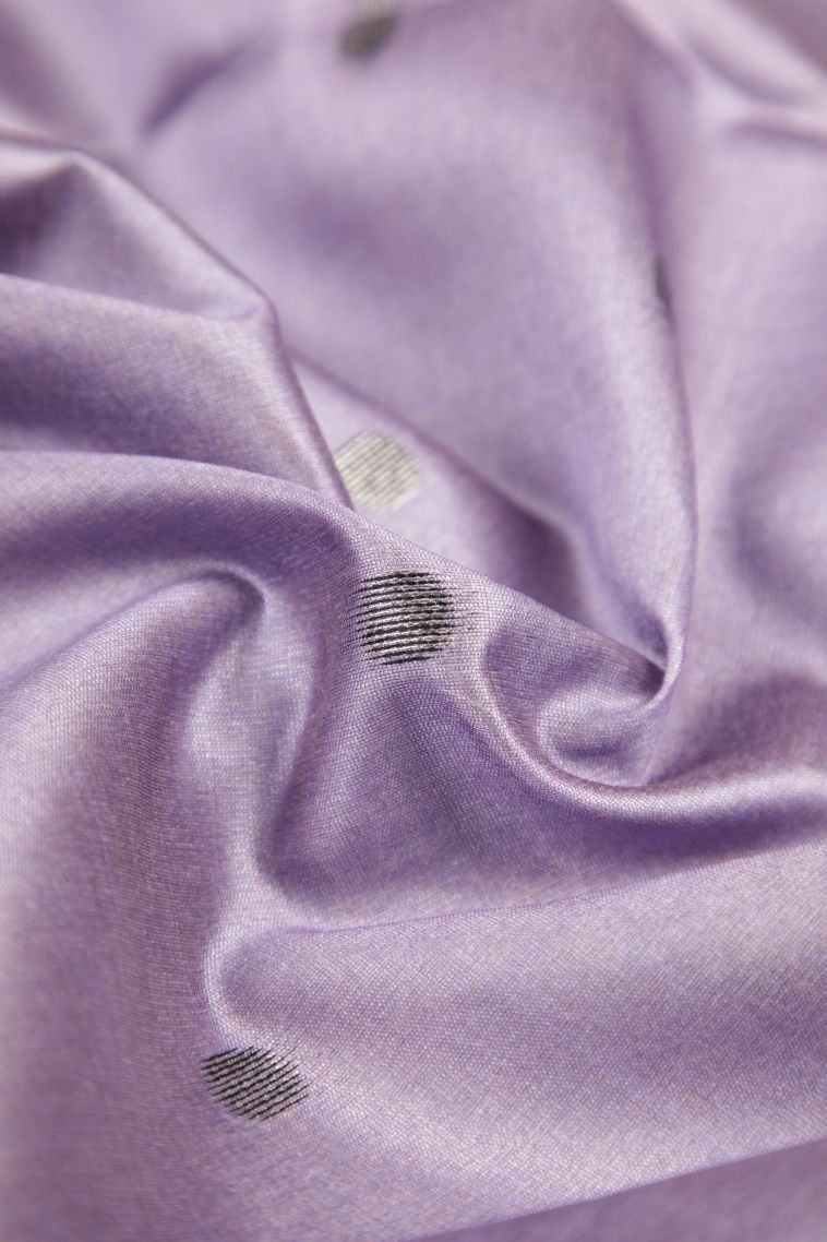Lavender Purple Tussar Saree with Bronze Zari Buttis (small Dots Or Motifs) view 4
