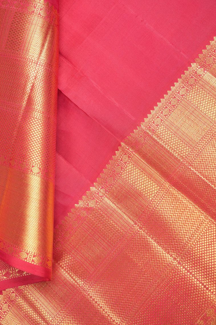 Cream White Kanchipuram Silk Sarees with Gold Zari Stripes view 3