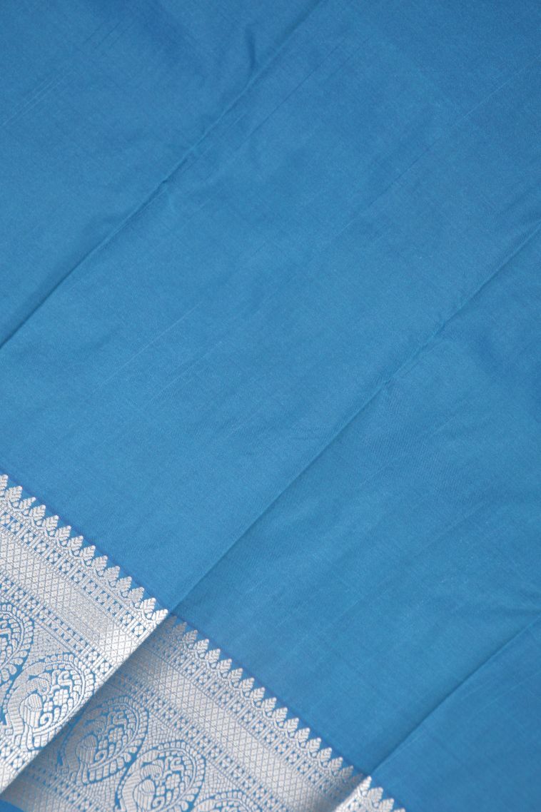 Lemon Yellow Visiri Madippu Silk Sarees with Silver Zari Stripes view 3