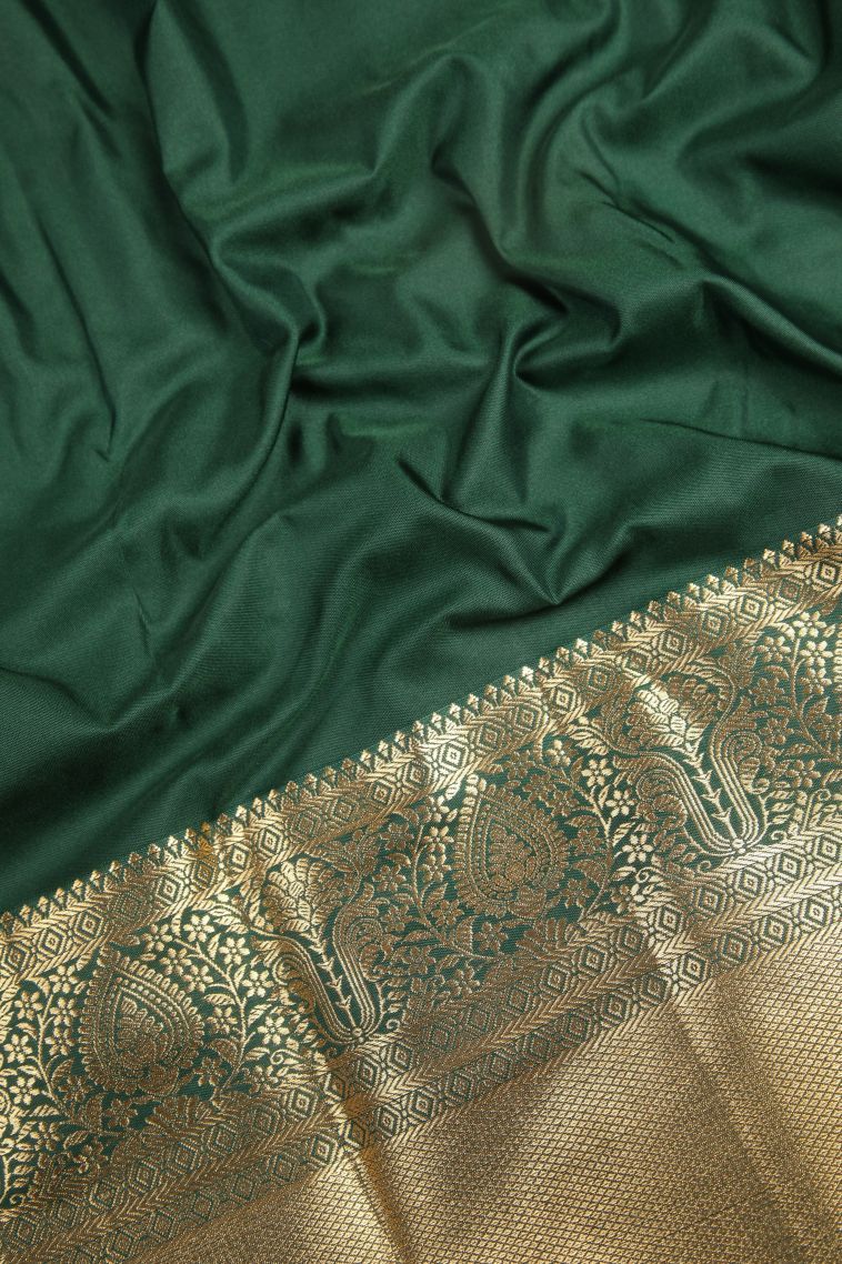 Lime Green Samudrika Pattu with Copper Zari Floral Patterns view 3