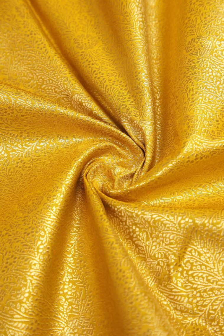 Lime Green Samudrika Pattu with Copper Zari Floral Patterns view 4