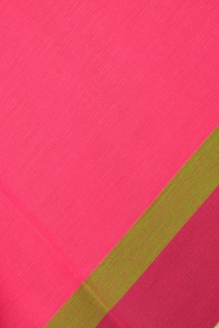 Punch Pink Kovai Cotton Sarees with Without Zari Zari Buttis (small Dots Or Motifs) view 3