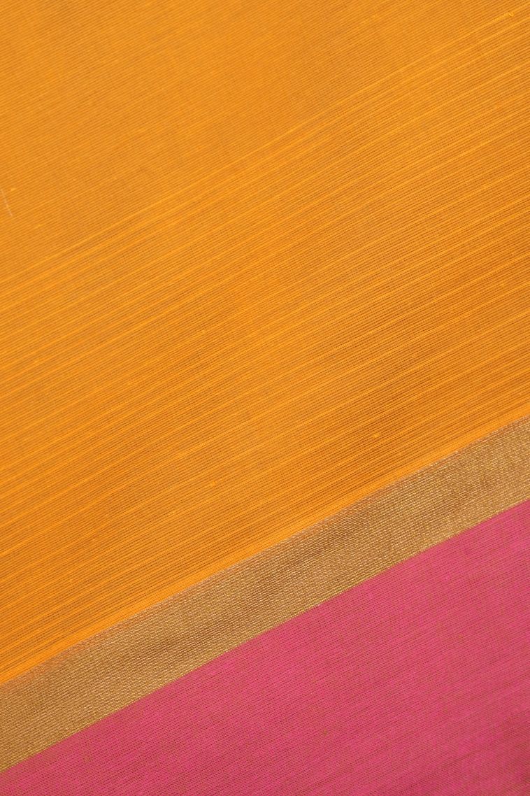 Amber Orange Kovai Cotton Sarees with Without Zari Zari Buttis (small Dots Or Motifs) view 3