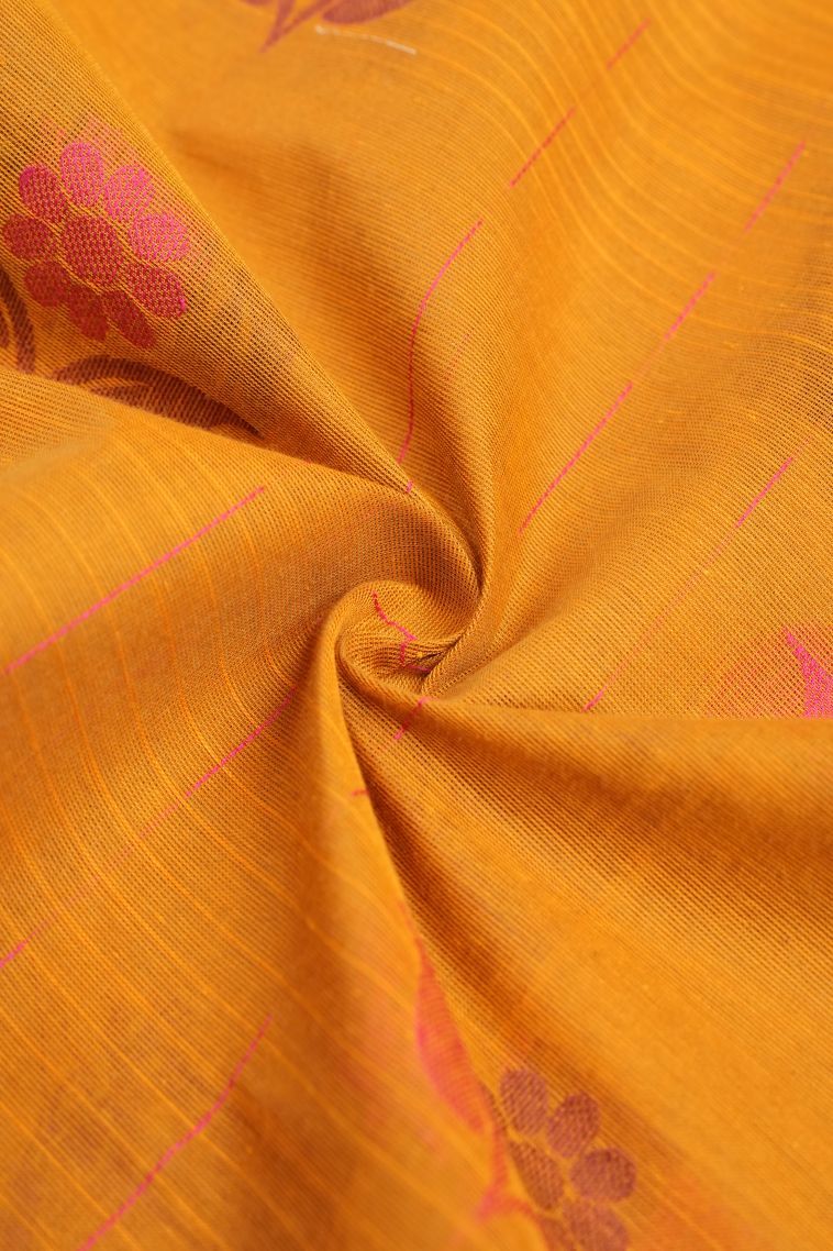 Amber Orange Kovai Cotton Sarees with Without Zari Zari Buttis (small Dots Or Motifs) view 4