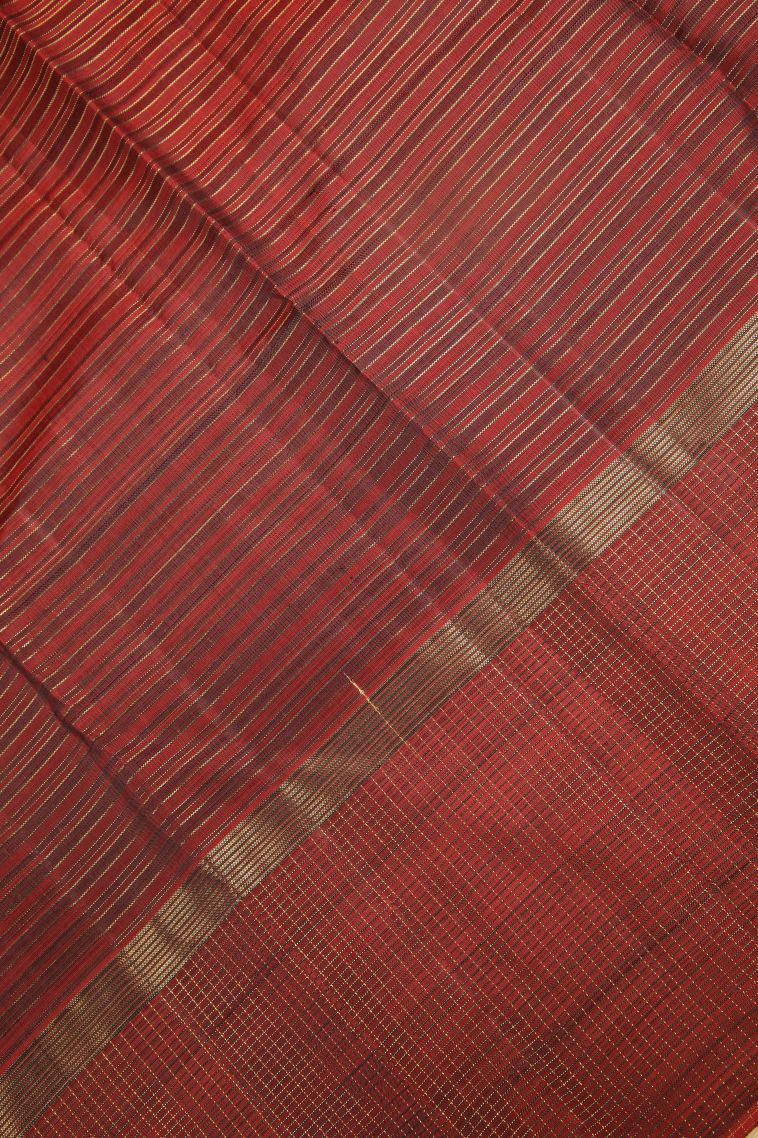 Bottle Green Kanchipuram Silk Sarees with Gold Zari Checks view 3