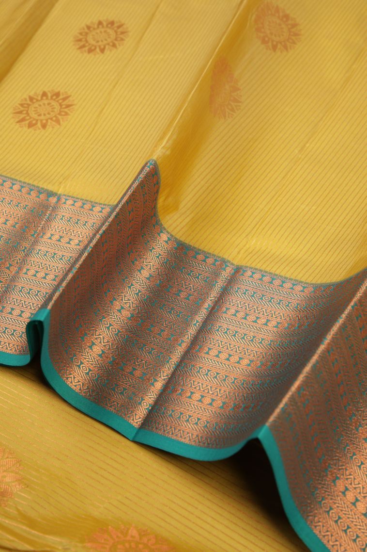 Gold Visiri Madippu Silk Sarees with Copper Zari Stripes view 4