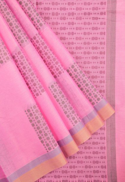 Ballet Pink Kovai Cotton Sarees with Without Zari Zari Buttis (small Dots Or Motifs)