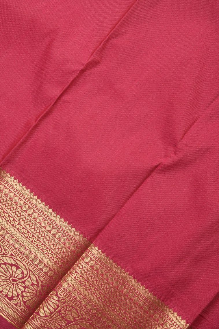 Chartreuse Green Visiri Madippu Silk Sarees with Copper Zari Stripes view 3