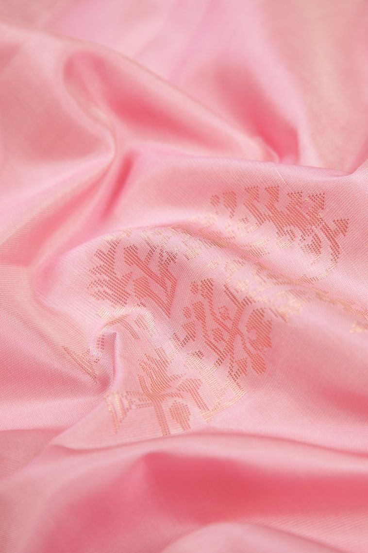 Ballet Pink Soft Silk Saree with Copper Zari Buttis (small Dots Or Motifs) view 4