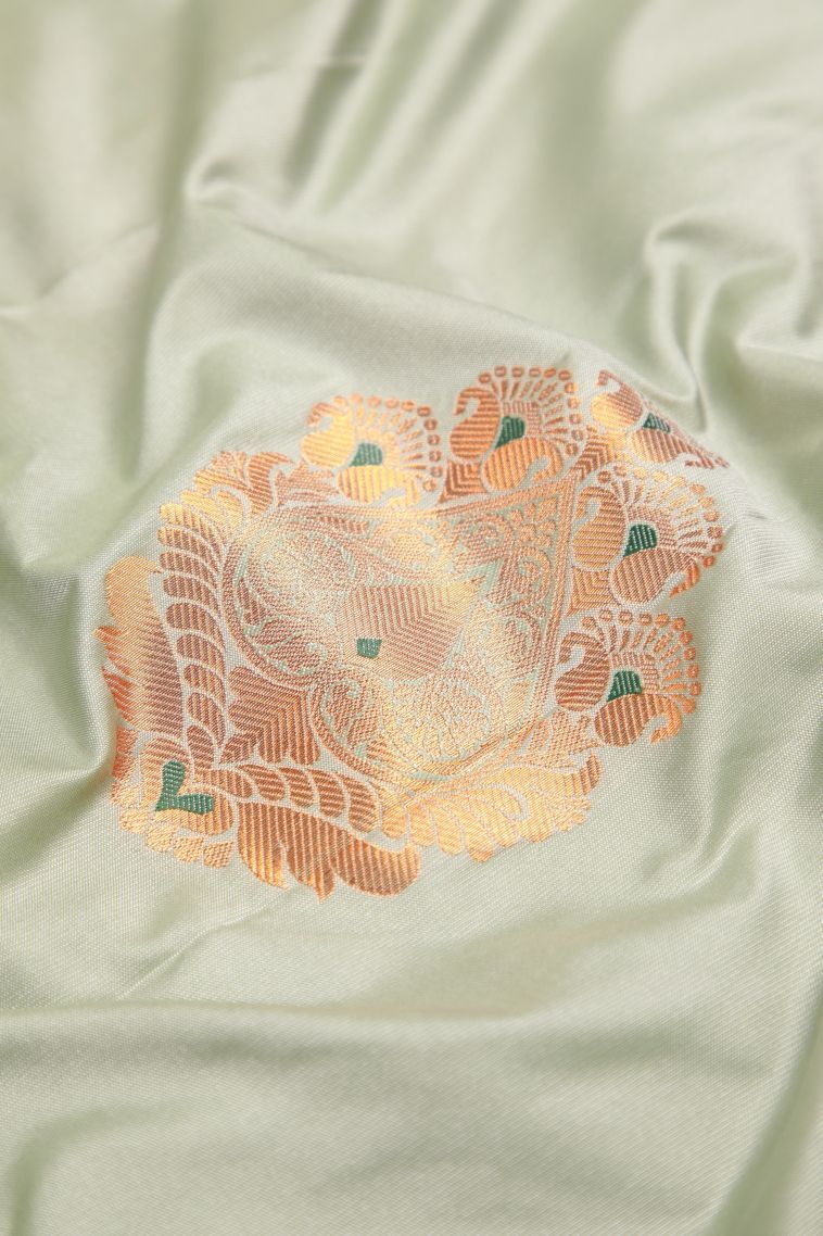 Sapphire Blue Visiri Madippu Silk Sarees with Copper Zari Buttis (small Dots Or Motifs) view 4