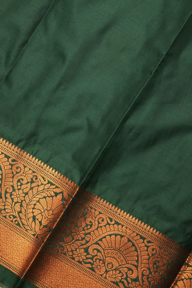 Sapphire Blue Visiri Madippu Silk Sarees with Copper Zari Buttis (small Dots Or Motifs) view 3