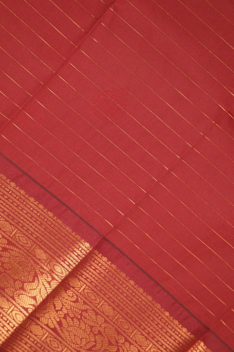 Lemon Yellow Visiri Madippu Silk Sarees with Copper Zari Checks view 3