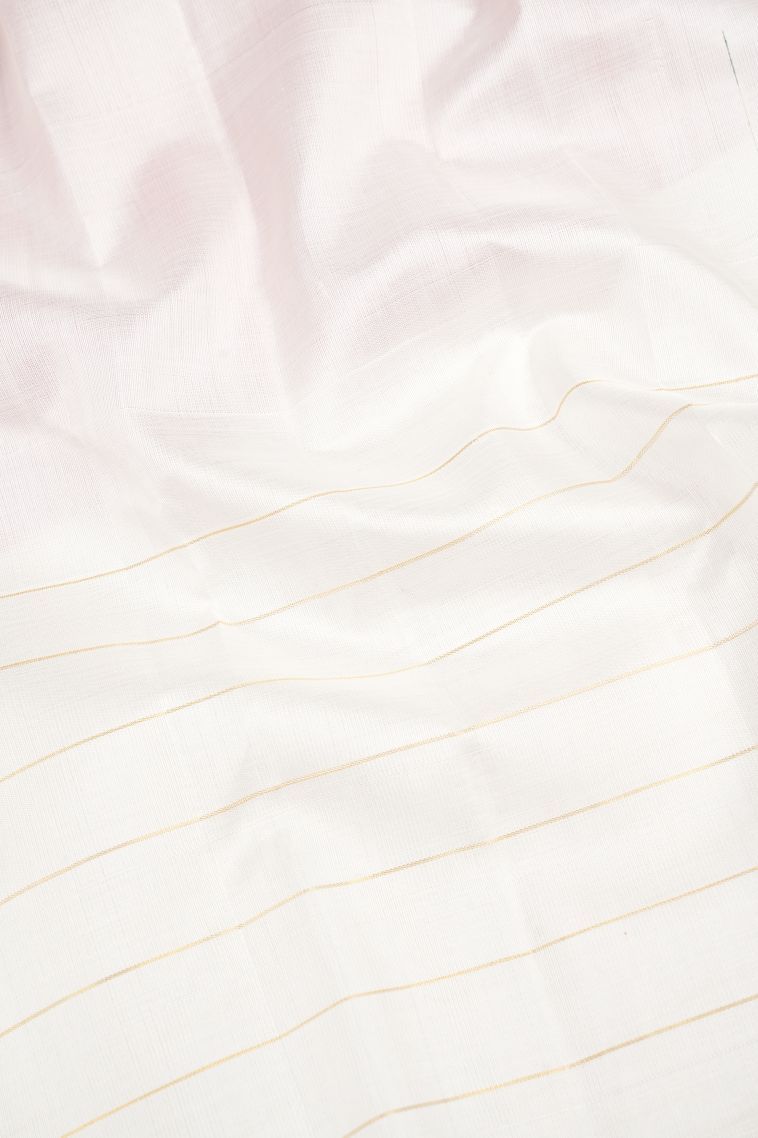 Tiger Orange Kanchipuram Silk Sarees with Gold Zari Plain view 3