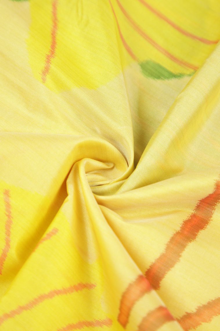 Lemon Yellow Soft Silk Sarees with Without Zari Zari Floral Patterns view 4