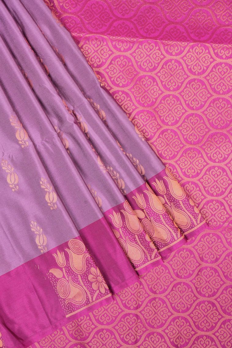 Lilac Purple Soft Silk Saree with Copper Zari Buttis (small Dots Or Motifs) view 1