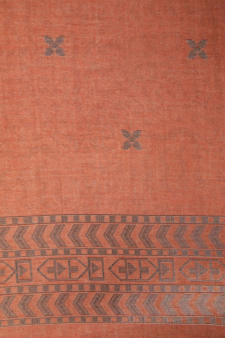 Gray Black Tussar Saree with Bronze Zari Stripes view 3