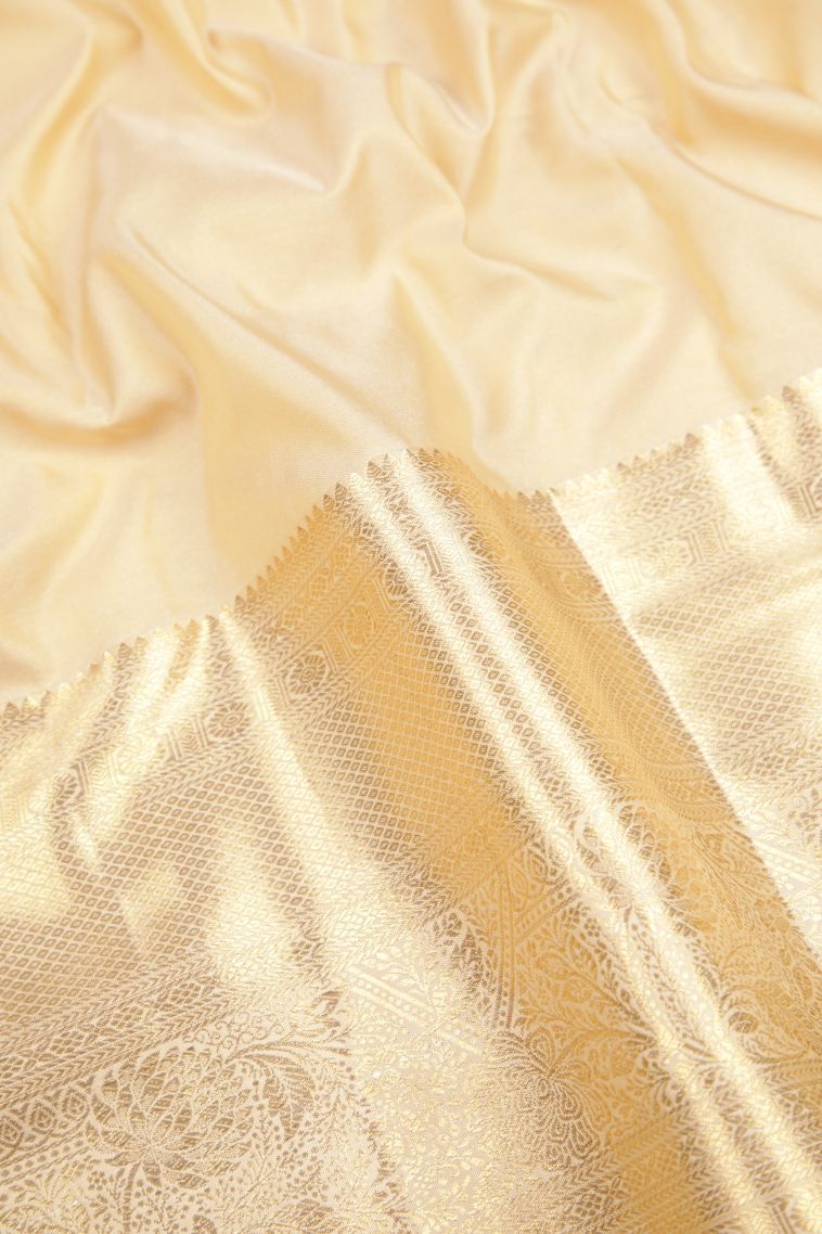 Teal Blue Samudrika Pattu with Copper Zari Floral Patterns view 3