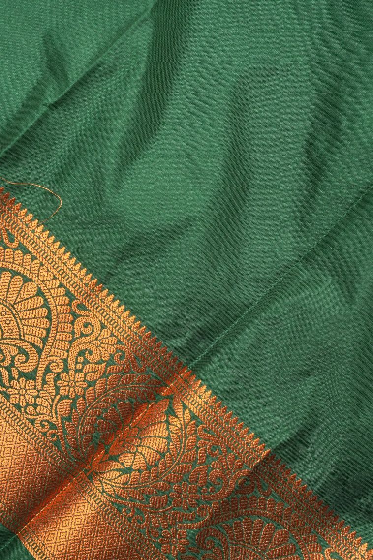 Paris Green Visiri Madippu Silk Sarees with Copper Zari Buttis (small Dots Or Motifs) view 3
