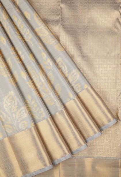 Granite Black Soft Silk Sarees with Without Zari Zari Floral Patterns