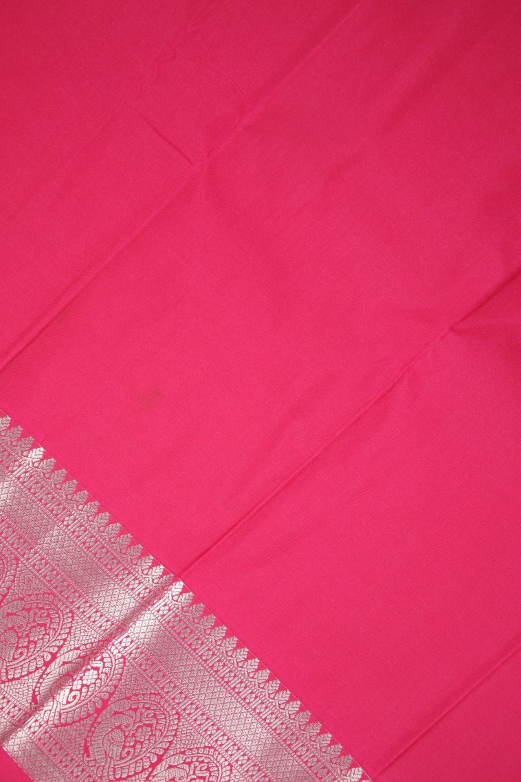 Lime Green Visiri Madippu Silk Sarees with Silver Zari Stripes view 3