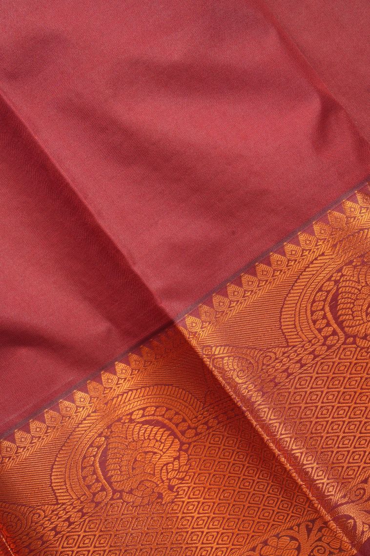 Arctic Blue Visiri Madippu Silk Sarees with Copper Zari Checks view 3