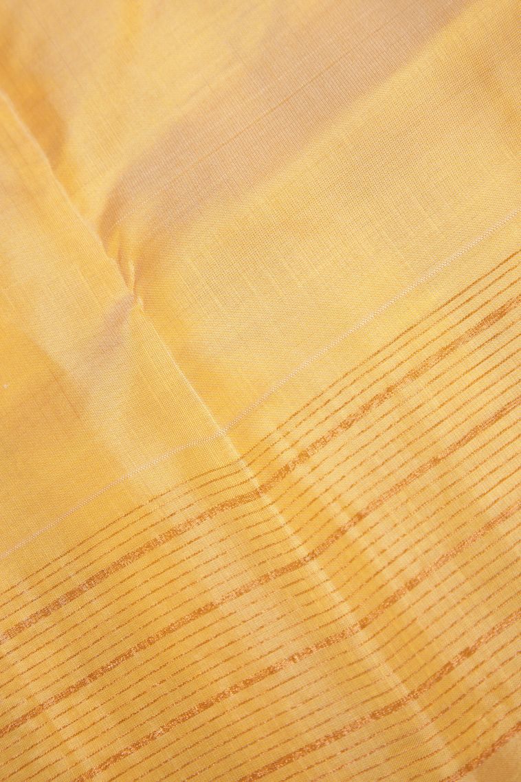 Lemon Yellow Soft Silk Saree with Copper Zari Buttis (small Dots Or Motifs) view 3