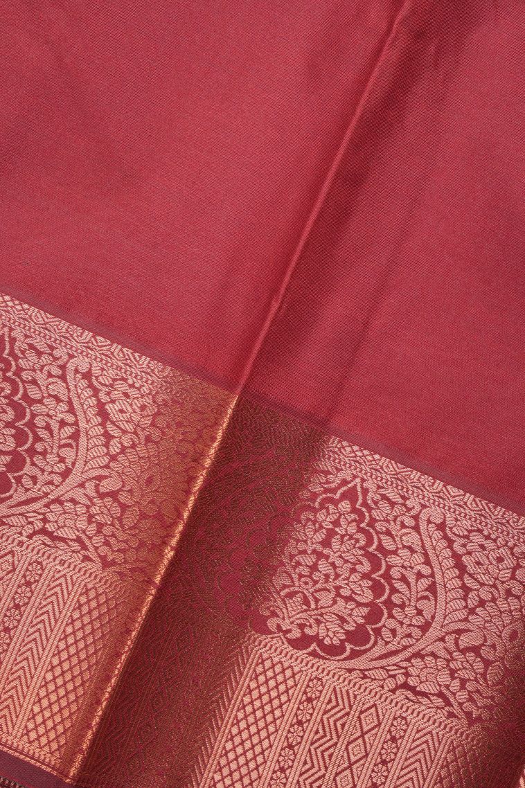 Arctic Blue Visiri Madippu Silk Sarees with Copper Zari Stripes view 3