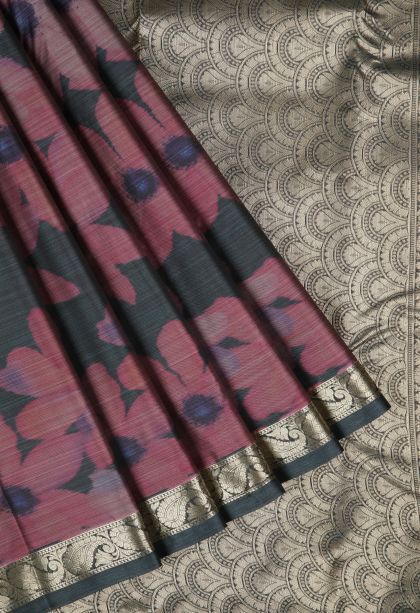 Jungle Black Soft Silk Sarees with Without Zari Zari Floral Patterns