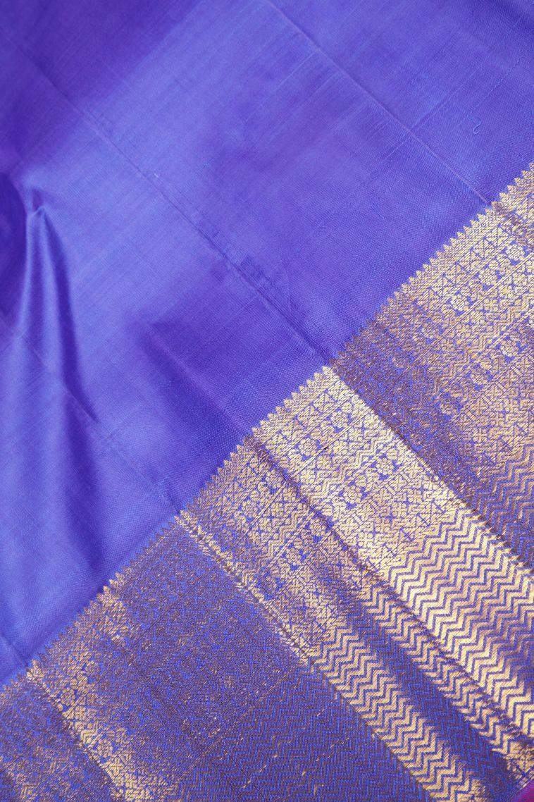 Azure Blue Kanchipuram Silk Sarees with Gold Zari Buttis (small Dots Or Motifs) view 3