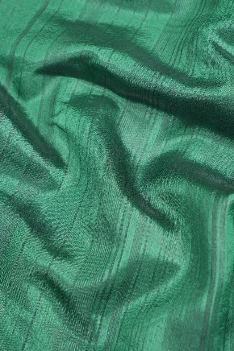 Basil Green Tussar Saree with Without Zari Zari Buttis (small Dots Or Motifs) view 3