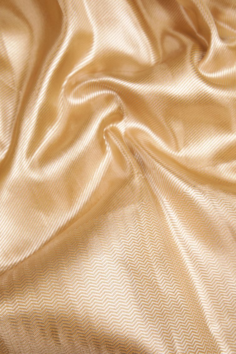 Gold Tissue Silk Sarees with Silver Zari Stripes view 3