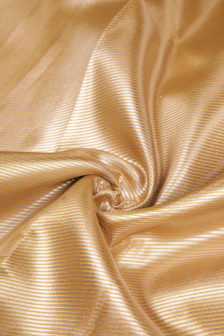 Gold Tissue Silk Sarees with Silver Zari Stripes view 4
