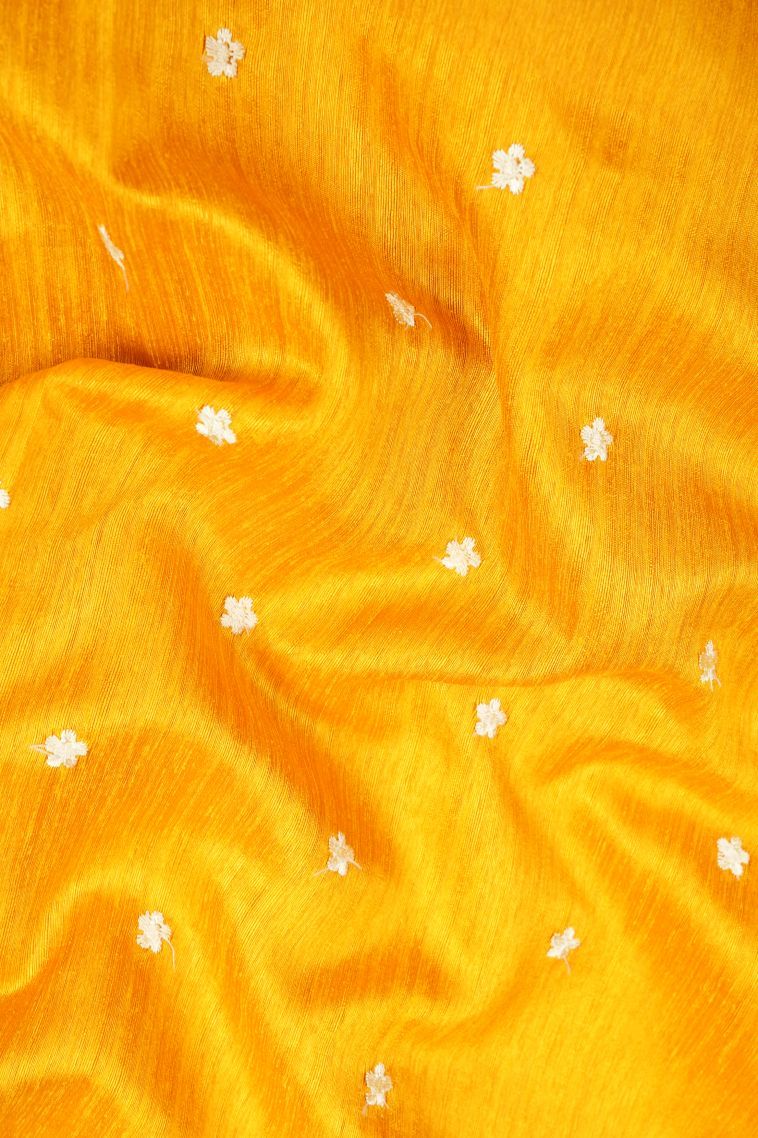 Gold Tussar Saree with Without Zari Zari Buttis (small Dots Or Motifs) view 3