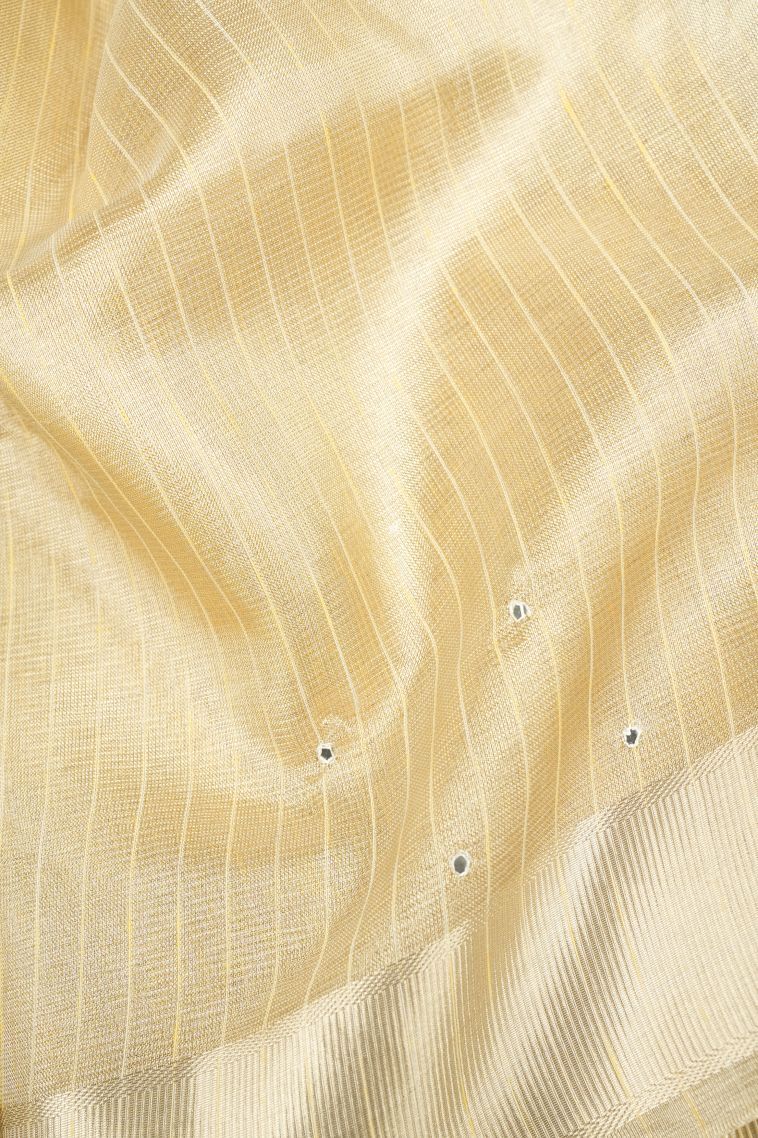 Cream White Organza Saree with Without Zari Zari Floral Patterns view 3