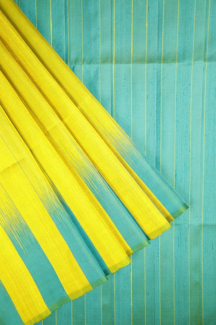 Chartreuse Green Soft Silk Saree with Silver Zari Plain view 1