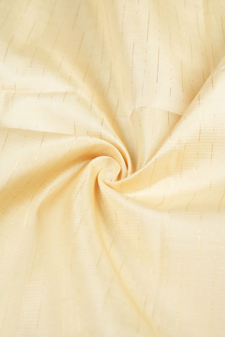 Cream White Soft Silk Saree with Silver Zari Stripes view 4