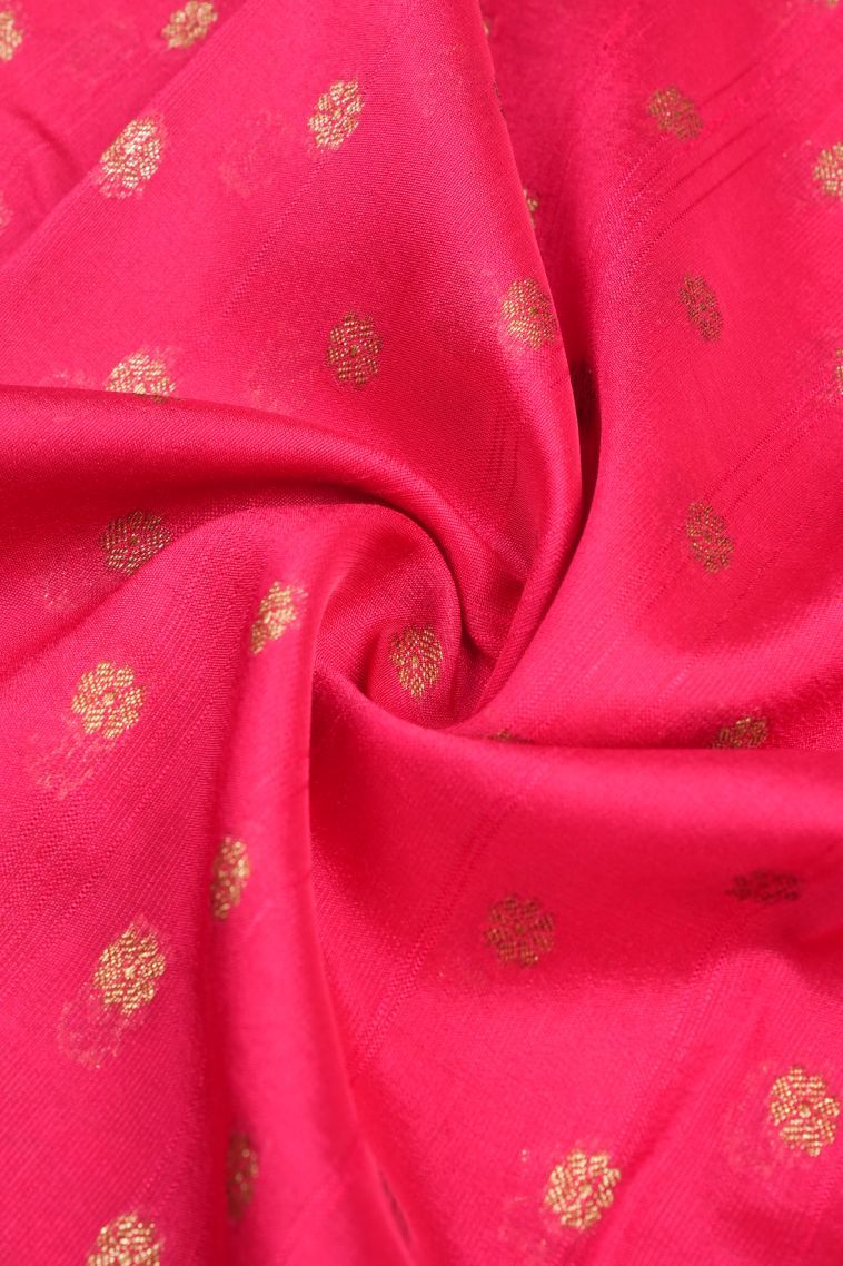 Punch Pink Banaras Sarees with Copper Zari Buttis (small Dots Or Motifs) view 4