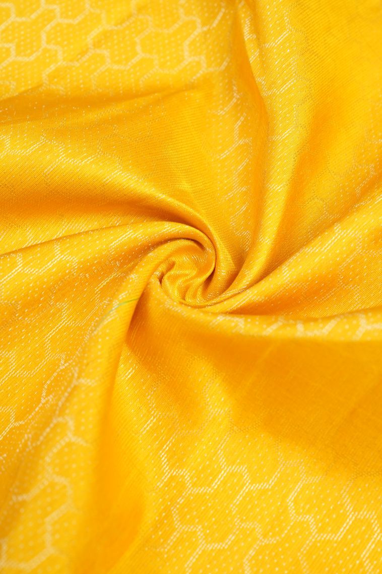 Lemon Yellow Soft Silk Saree with Silver Zari Floral Patterns view 4