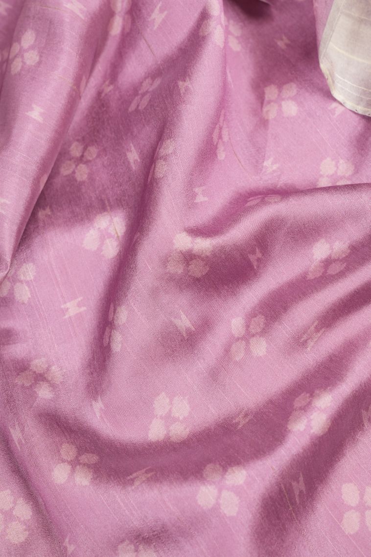 Ballet Pink Tussar Saree with Without Zari Zari Buttis (small Dots Or Motifs) view 3