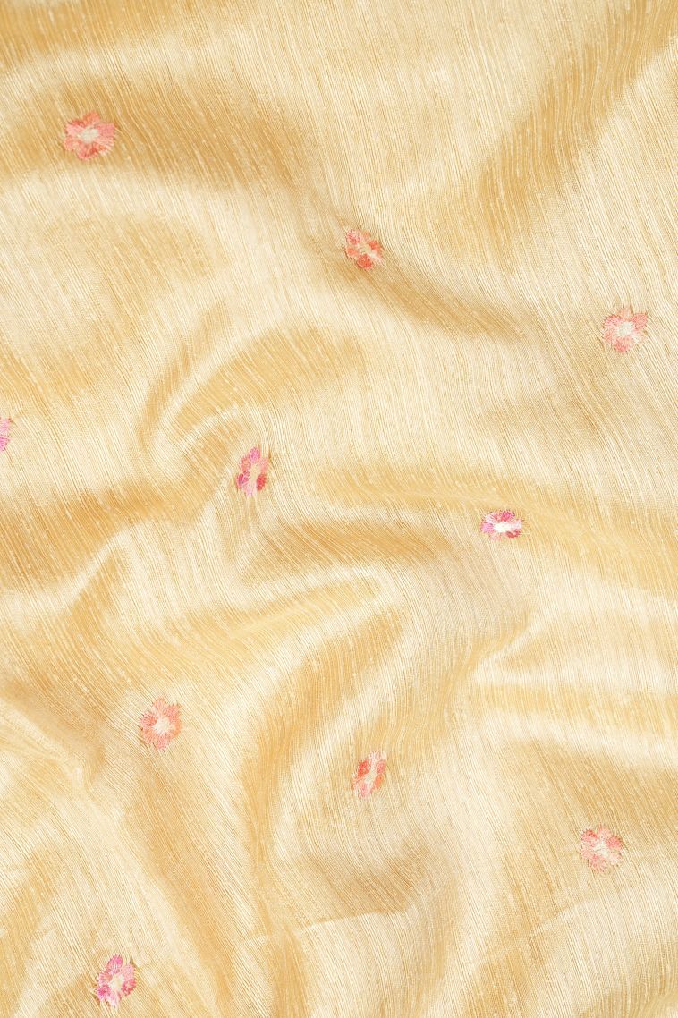 Cream White Tussar Saree with Without Zari Zari Buttis (small Dots Or Motifs) view 3